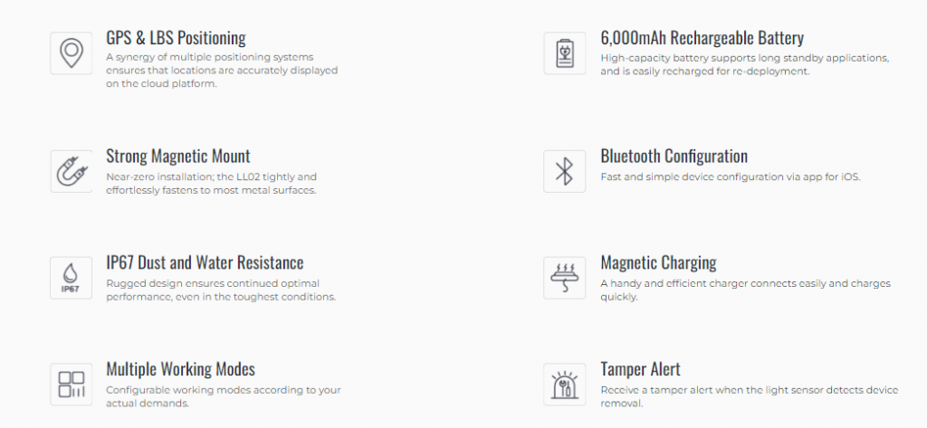 features of LL02 asset tracker